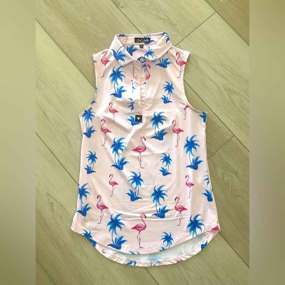 Bad Birdie flamingo collared top